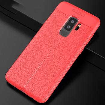 Силиконовый чехол накладка для Samsung Galaxy S9 Plus с текстурой кожи Красный