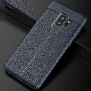Силиконовый чехол накладка для Samsung Galaxy S9 Plus с текстурой кожи Синий
