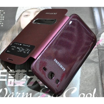 Чехол смарт-флип с окном вызова и свайпом для Samsung Galaxy Grand Neo Бордовый