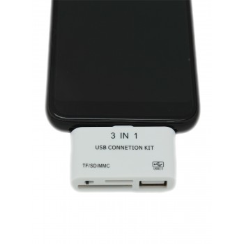 Универсальный переходник MicroUSB OTG кардридер для подключения внешней памяти USB 2.0/SD/MicroSD