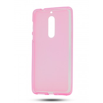 Силиконовый матовый полупрозрачный чехол для Nokia 5 Розовый