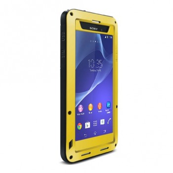 Ультразащитный экстрим металлический чехол для Sony Xperia Z2 Желтый