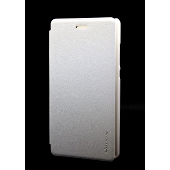 Чехол флип на пластиковой матовой нескользящей основе для Huawei P8 Lite Белый