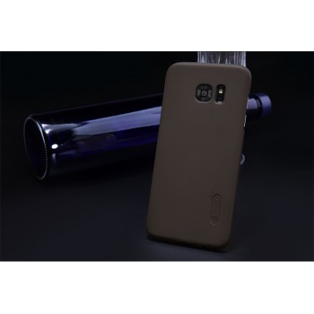 Пластиковый матовый нескользящий премиум чехол для Samsung Galaxy S7 Edge Коричневый
