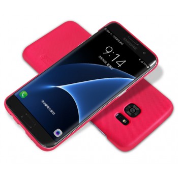 Пластиковый матовый нескользящий премиум чехол для Samsung Galaxy S7 Edge Красный