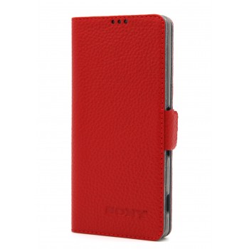 Кожаный чехол горизонтальная книжка подставка на магнитной защелке для Sony Xperia XA Красный