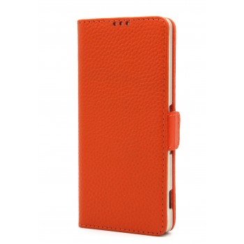 Кожаный чехол горизонтальная книжка подставка на магнитной защелке для Sony Xperia XA Оранжевый