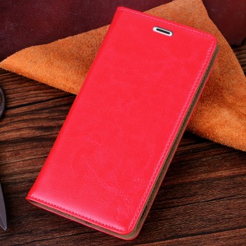 Чехол флип-подставка вощеная кожа на присоске для Microsoft Lumia 535 Розовый