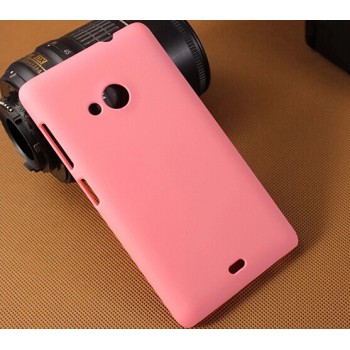 Пластиковый матовый непрозрачный чехол для Microsoft Lumia 535 Розовый