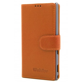 Чехол портмоне (нат.кожа) для Sony Xperia M2 dual Оранжевый