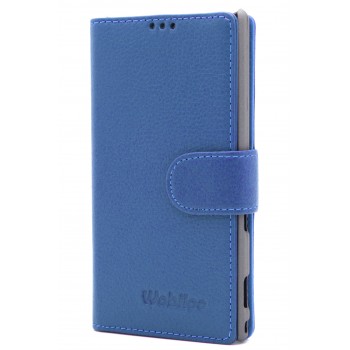 Чехол портмоне (нат.кожа) для Sony Xperia M2 dual Голубой