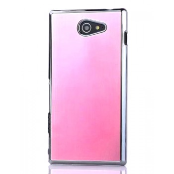 Пластиковый матовый чехол текстура Металл для Sony Xperia M2 dual Розовый