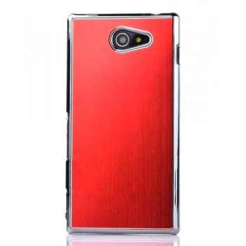 Пластиковый матовый чехол текстура Металл для Sony Xperia M2 dual Красный