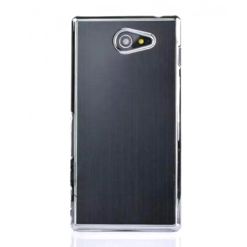 Пластиковый матовый чехол текстура Металл для Sony Xperia M2 dual Черный