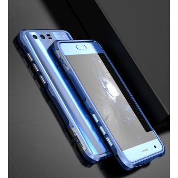 Металлический округлый бампер на пряжке для Huawei Honor 9 Синий