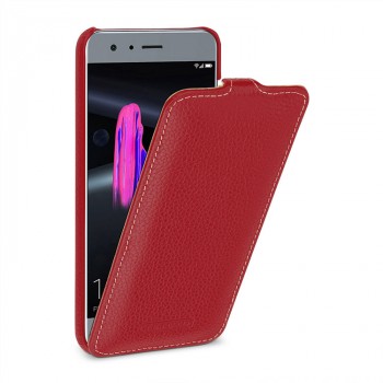 Кожаный чехол вертикальная книжка (премиум нат. кожа) для Huawei Honor 9 Красный