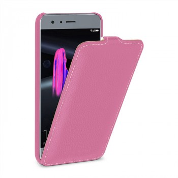 Кожаный чехол вертикальная книжка (премиум нат. кожа) для Huawei Honor 9 Розовый