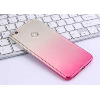 Силиконовый глянцевый полупрозрачный градиентный чехол для Huawei Honor 8 Lite Розовый