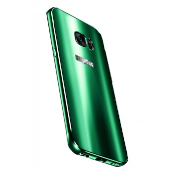 Двухкомпонентный чехол с металлическим бампером и акриловой премиум накладкой со светоотражающим эффектом для Samsung Galaxy S7 Зеленый