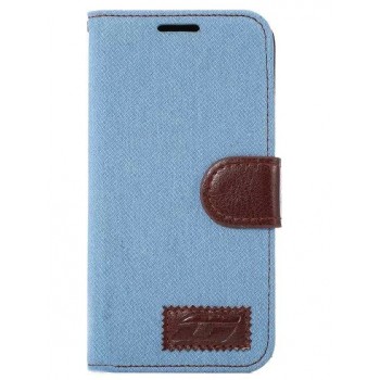 Чехол портмоне подставка с защелкой и тканевым покрытием на силиконовой основе для Samsung Galaxy S7 Голубой