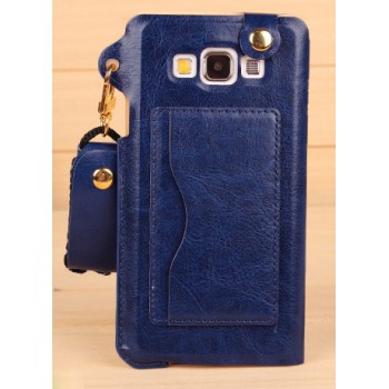 Дизайнерский чехол бампер-каркас с карманом-подставкой для Samsung Galaxy A5 Синий