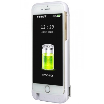 Пластиковый чехол/экстра аккумулятор (5600 мАч) с подставкой и функцией дополнительного заряда внешних устройств для Iphone 6 Белый