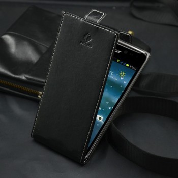 Кожаный чехол вертикальная книжка клеевая для Acer Liquid E600 Черный