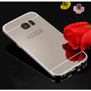 Двухкомпонентный чехол с металлическим бампером и поликарбонатной накладкой с зеркальным покрытием для Samsung Galaxy S7 Edge Белый