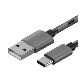 Зарядный кабель в тканевой оплетке USB 3.1 Type-C 1m 3A Серый