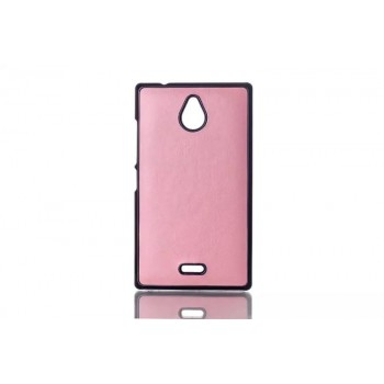 Пластиковый текстурный чехол накладка дизайн Кожа для Nokia X2 Розовый