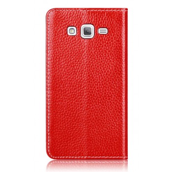 Кожаный чехол флип на присосках для Samsung Galaxy Grand 2 Duos Красный