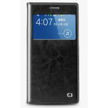 Кожаный встраиваемый смарт флип чехол с окном вызова для Samsung Galaxy Grand 2 Duos Черный