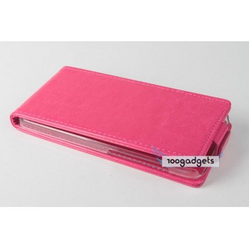 Кожаный чехол вертикальная книжка на прозрачной пластиковой основедля Fly IQ4503 Era Life 6 Розовый