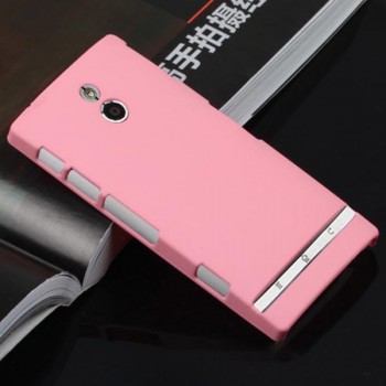 Пластиковый матовый непрозрачный чехол для Sony Xperia P Розовый
