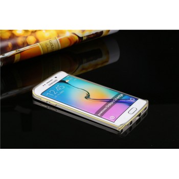 Металлический бампер с золотой окантовкой для Samsung Galaxy S6 Edge Серый