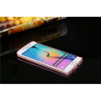Металлический бампер с золотой окантовкой для Samsung Galaxy S6 Edge Пурпурный