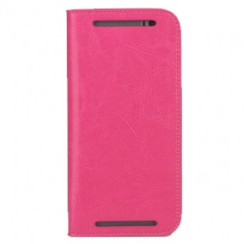 Премиум чехол-портмоне из вощеной кожи для HTC One (M8) Пурпурный