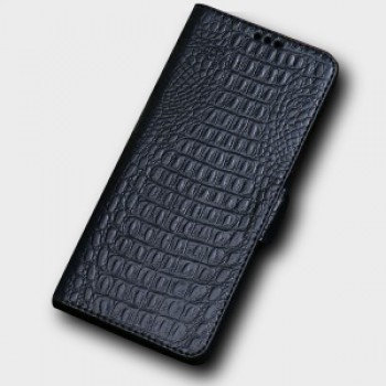 Кожаный чехол горизонтальная книжка подставка (премиум нат. кожа крокодила) с крепежной застежкой для Huawei Honor 10