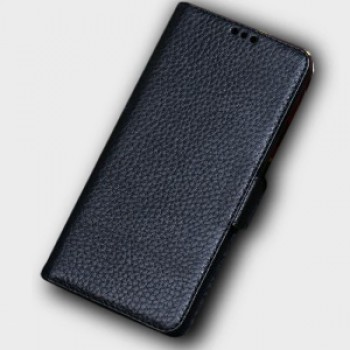 Кожаный чехол горизонтальная книжка подставка (премиум нат. кожа) с крепежной застежкой для Huawei Honor 10