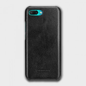 Кожаный чехол накладка (премиум нат. кожа) для Huawei Honor 10 Черный