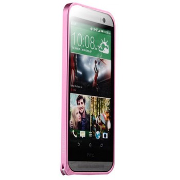 Металлический бампер для HTC One (M8) Розовый