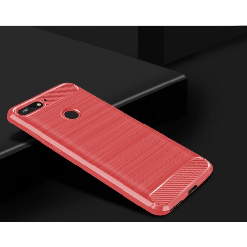 Матовый силиконовый чехол для Huawei Honor 7A Pro/Y6 Prime (2018)/7C с текстурным покрытием металлик, цвет Красный