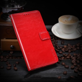 Глянцевый водоотталкивающий чехол портмоне подставка на силиконовой основе с отсеком для карт на магнитной защелке для Nokia 5 Красный
