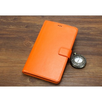 Кожаный чехол портмоне (нат. кожа) для Huawei MediaPad X2 Оранжевый