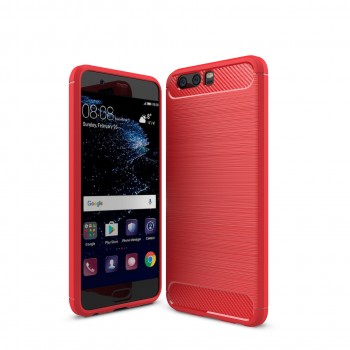 Матовый силиконовый чехол для Huawei Honor 9 с текстурным покрытием металлик Красный