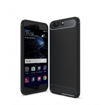 Матовый силиконовый чехол для Huawei Honor 9 с текстурным покрытием металлик Черный