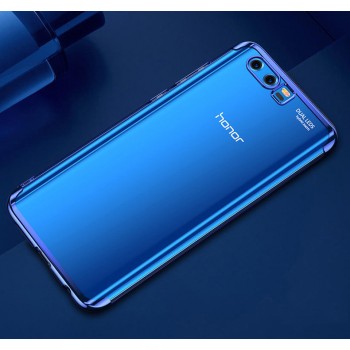 Силиконовый глянцевый полупрозрачный чехол для Huawei Honor 9 Синий