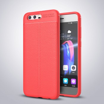 Силиконовый чехол накладка для Huawei Honor 9 с текстурой кожи Красный