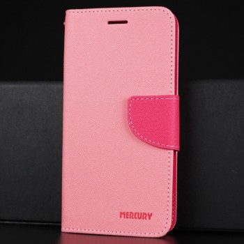Текстурный чехол портмоне подставка на силиконовой основе с дизайнерской застежкой для Samsung Galaxy J3 (2016) Розовый