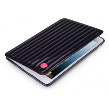 Кожаный глянцевый чехол смарт флип подставка на силиконовой основе с декоративной прошивкой для Ipad Mini 3 Черный